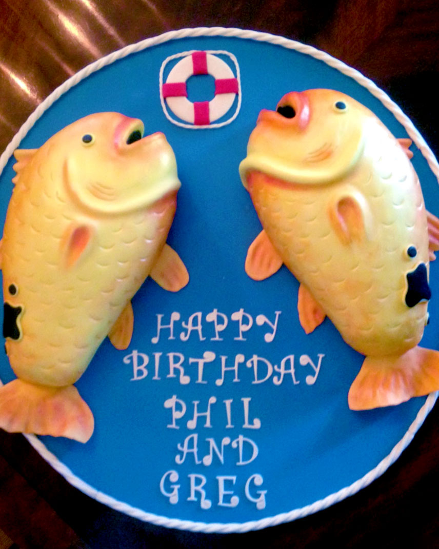 twins, fish, cake, birthday, fondant, the fancy cake box